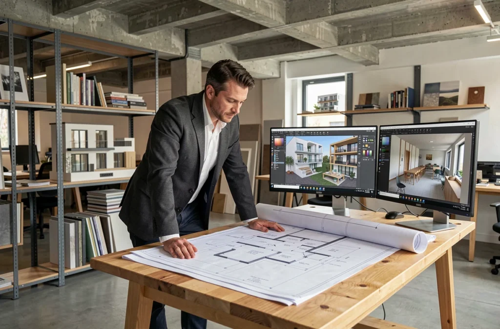 Bureau d'architecture et décoration intérieure ARC31 à Toulouse avec plans et maquettes de projets résidentiels